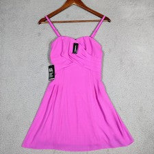 Mini Vestido Express Para Mujer 0 Rosa Fucsia Busto Cruzado Correas de Espagueti Nuevo con Etiquetas
