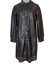 Vestido camisero negro de cuero sintético talla M MANGO para mujer