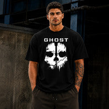 Camiseta de gran tamaño con gráfico de calavera fantasma ropa de calle unisex camiseta de algodón pesado para jugadores