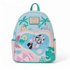 Mini mochila Loungefly x Minnie Mouse estilo vacaciones junto a la piscina ¡NUEVA!