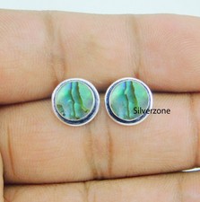 Aretes de joyería hechos a mano de plata de ley 925 con concha de abulón