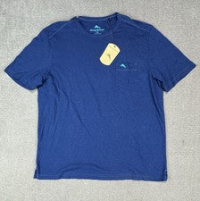 Camisa Tommy Bahama Para Hombre Grande Azul Marlin Bolsillo Manga Corta Nueva