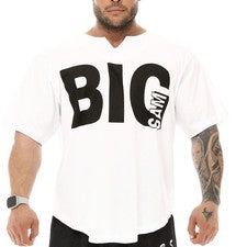BIG SM SPORTSWEAR MUSCLEWEAR Ragtop Rag Top Camiseta Culturismo 3341-WHITE Blanco
