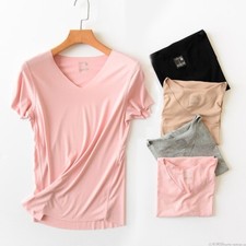 Lo último Moda Para mujeres Verano Informal Modal Sin Costuras Delgadas Cuello en V Camisetas Prendas para el torso