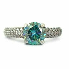 Anillo de boda solitario de diamantes azules de 2,50 quilates redondo para mujer brillo certificado 925