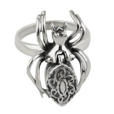 Anillo Veneno Araña - Plata de Ley 925 - Pastillero Gótico Gótico Regalo Halloween