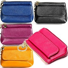 Mujeres Mini Cartera de Cuero Tarjeta para Monedas Llavero Cartera Bolsa Cremallera Pequeño Bolso de Cambio