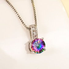 Collar Colgante Cristal Arco Iris Plata de Ley 925 Mujeres Niñas Joyería Regalo
