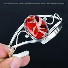 Nuevo Brazalete Joyería Ovalado Natural Kingman Rojo Mohave Cobre Turquesa Plata 925
