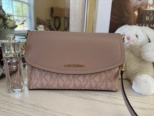 Bandolera Michael Kors para mujer Ida Ballet cuero rubor rosa nueva con etiquetas $228