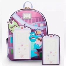 Loungefly Disney Pixar Monsters, Inc. Mini mochila y tarjetero para escena de puerta