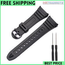 Correa de reloj de repuesto de resina compatible con Casio W-96H para hombre correa de resina negra