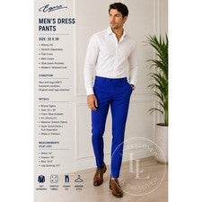 Pantalones de vestir Egara para hombre azules ajustados 32x30 traje elástico separado nuevos con etiquetas