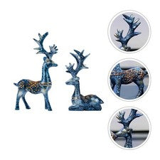 Accesorio de adorno de resina creativa 2 piezas figura de ciervo decoración interior automática
