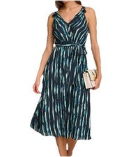 Vestido DKNY para mujer talla 4 estampado ropa informal vestido midi con cinturón nuevo con etiquetas