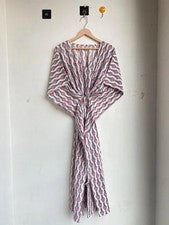 Caftán floral blanco, caftán de algodón indio, ropa de moda para mujer caftán