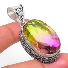 Colgante de joyería de plata esterlina 925 hecho a mano con piedras preciosas...