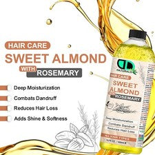 Aceite de almendras dulces 100 % natural con romero - Cuidado y pérdida del cabello, salud del cuero cabelludo