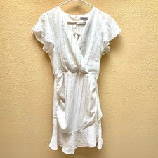Vestido Favlux para mujer blanco con volantes envolvente sintético talla S nuevo con etiquetas