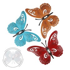 Arte de pared de mariposas de hierro bellamente hecho a mano de 3 piezas para decoración del hogar