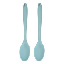 2 piezas cucharas de silicona resistente al calor utensilios de cocina cuchara mezcladora, gris claro