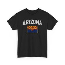 "Camiseta unisex de algodón pesado con bandera de Arizona Sunset, ropa informal, estilo de verano, regalos"