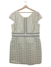 Vestido de cóctel Boden gris claro-plata talla 50 elegante vestido midi algodón