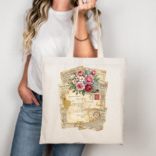 Bolso de Mano Floral Estilo Vintage Bolso de Lona Reutilizable Bolsa de Regalo para Amantes Efímeros