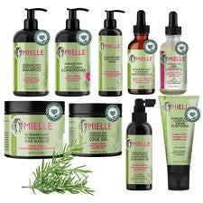 Champú-acondicionador-aceite-mascarilla-gel de borde Mielle Rosemary Mint