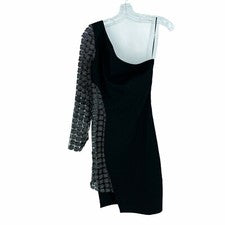 Nuevo Moda Nova Para Mujer Talla Pequeña So Divino Asimétrico Negro Vestido Cremallera Lateral