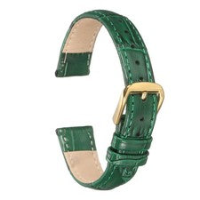 Correa de reloj de cuero de 14 mm clásica en relieve correa de repuesto oro verde