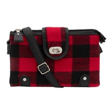 Bolso de mano bandolera Woodland Creek Buffalo Check polar en rojo y negro