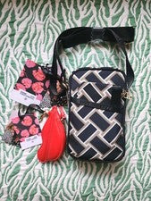 2 piezas! 💋 Bolso Bandolera DVF x Target LE Tejido Vintage + Bolsa para Monedas Labios Rojos, Nuevo con Etiquetas
