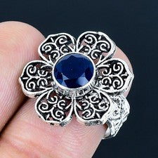 Anillo de joyería de plata esterlina 925 hecho a mano con piedras preciosas...