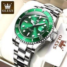 41MM OLEVS Reloj de Lujo Cuarzo Hombre Acero Inoxidable Impermeable Luminoso Analógico