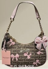 Cartera Viral Juicy Couture Simply Sweet Brown con lazos rosas ~ Nueva con etiquetas