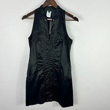 Vestido Guess Collection para mujer 6 negro satinado acanalado sin mangas vanguardista Y2K ropa de club nocturno