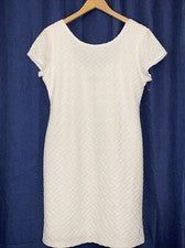 Vestido Sharagano para mujer talla 10 blanco ceñido al cuerpo funda elástica texturizada ajustada