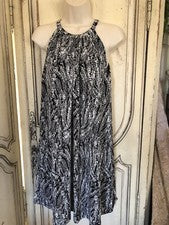 Mujer Hermoso Vestido Diseño Por Tahari Talla M Sujetador Incorporado Negro Blanco