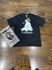 Camiseta de hombre A Bathing Ape negra de algodón con logotipo gráfico cuello redondo M