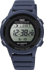 Citizen Q&Q D01A-005VK Radio Solar Hombre Reloj Digital Azul Japón Nuevo