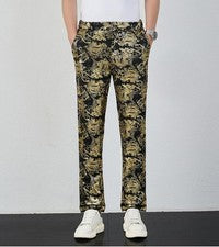 Pantalones informales de pierna recta formales estampados florales para hombre Pantalones de negocios Moda