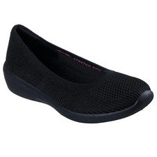 Scarpe Donna Ballerina Skechers Arya con Memory Foam Tessuto Elasticizzato Nero