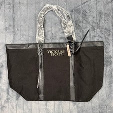 Bolso de Mano Victoria's Secret Mujer OS Negro Lona Imitación Cuero Borla Trenzada