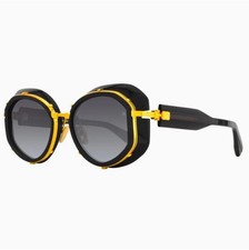 GAFAS DE SOL BALMAIN PARIS BRIGITTE BPS-129A-53 NEGRAS DORADAS TITANIO REDONDAS JAPÓN