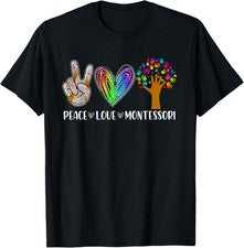 Camiseta Peace Love Montessori Daycare Teacher Apreciation