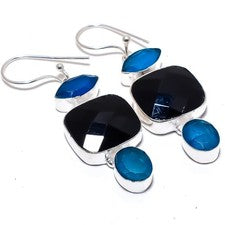 Pendiente de joyería de plata esterlina 925 hecho a mano con piedras preciosa...