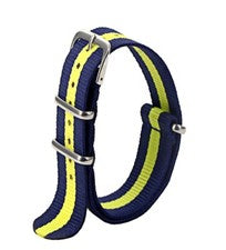 Correa de reloj de nailon OTAN modelo Textec azul-amarillo 18 mm correa OTAN