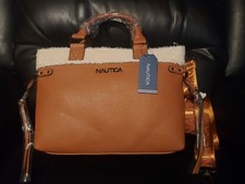 Cartera Mujer Nautica Mano/Hombro Nueva Con Etiquetas Color Equipaje/Sherpa-Marrón