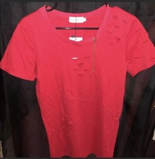 Camisa de moda para hombre roja desgastada nueva con etiquetas talla pequeña